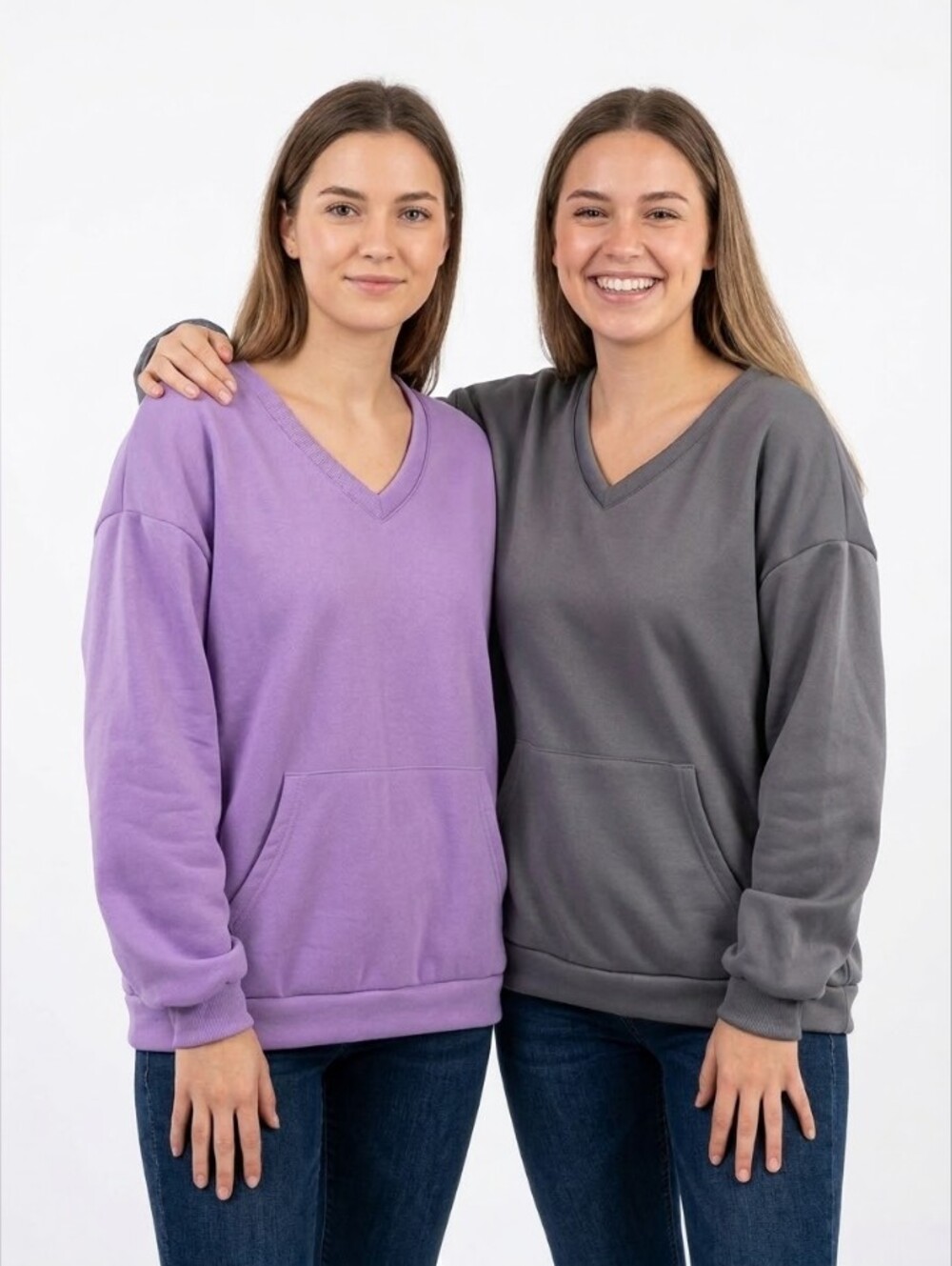 Bundle Of 2 Sweatshirts V-Neck Pullover Sweatshirt W Pocket Size XXL P2P 25 In